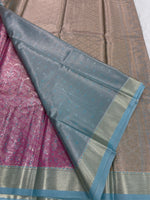 Pink n Blue Brocade Semi Kanchi Tissue Saree