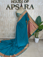Blue Tussar pashmina saree 319