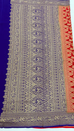 Red n Purple Pure Khadi Georgette Saree 04