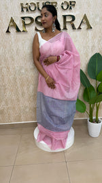 Baby Pink Linen Cotton Saree 303