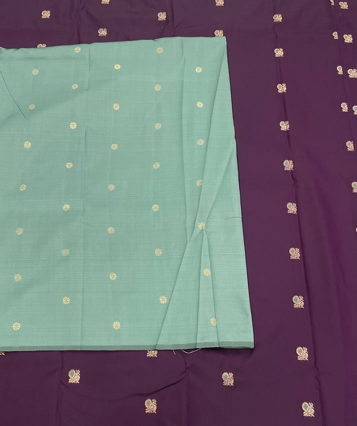 Wine n Sky Blue Semi Silk Saree 42