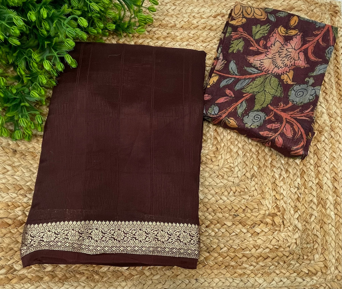 Brown Semi Crepe Saree 34