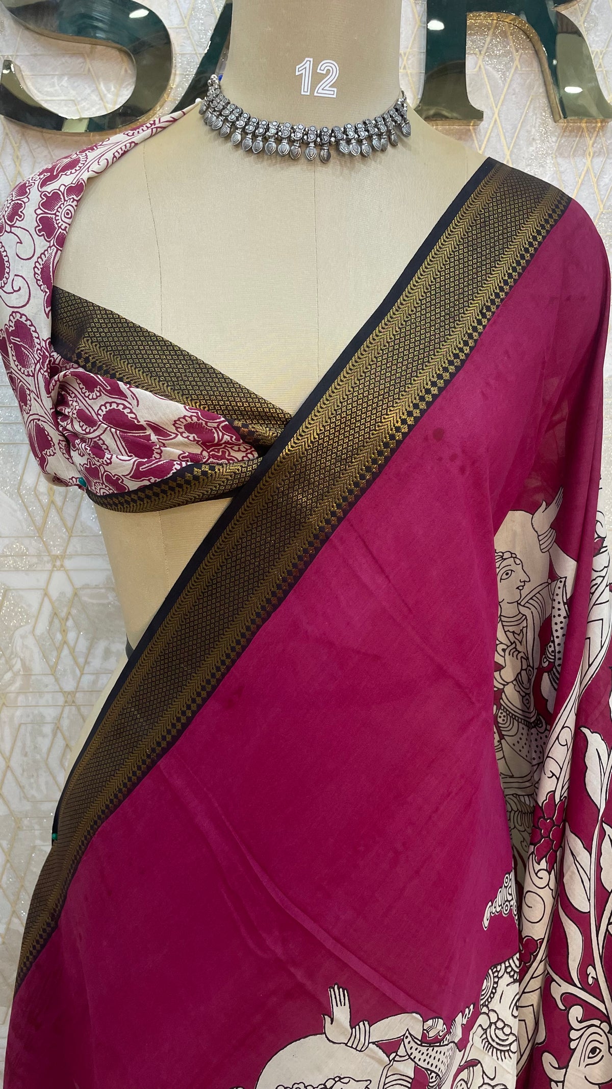 Pink Pen Kalamkari Saree 104