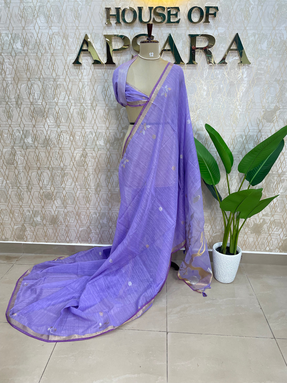 Lavender Jute Lenin Saree 68