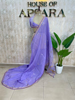 Lavender Jute Lenin Saree 68