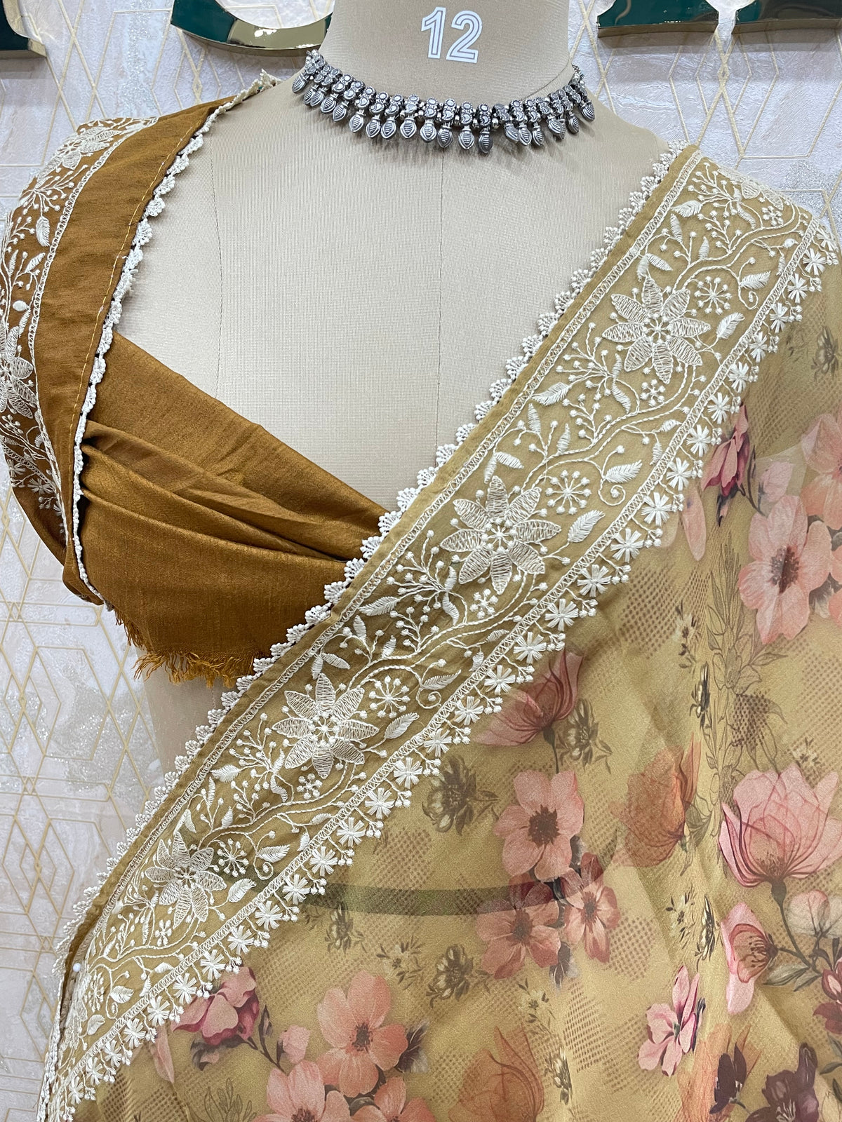 Yellow Soft Organza Embroidery Saree 49