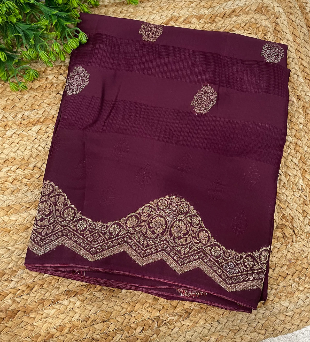 Wine Satin Mashru Kota Check’s Fusion Saree 31