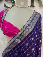 Purple Wrinkle Chiffon Saree Traditional Concept