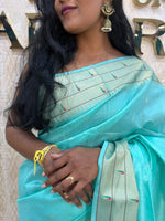 Rama Blue Raw Silk Paithani Work Saree 71
