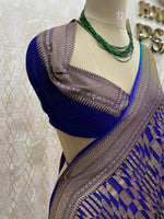 Green n Blue Pure Khadi Georgette Saree 04