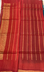 Peacock Blue Pure Tussur Handblom Saree 12