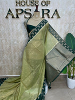 Pista Green n Green Banarasi Soft Tissue Saree 313