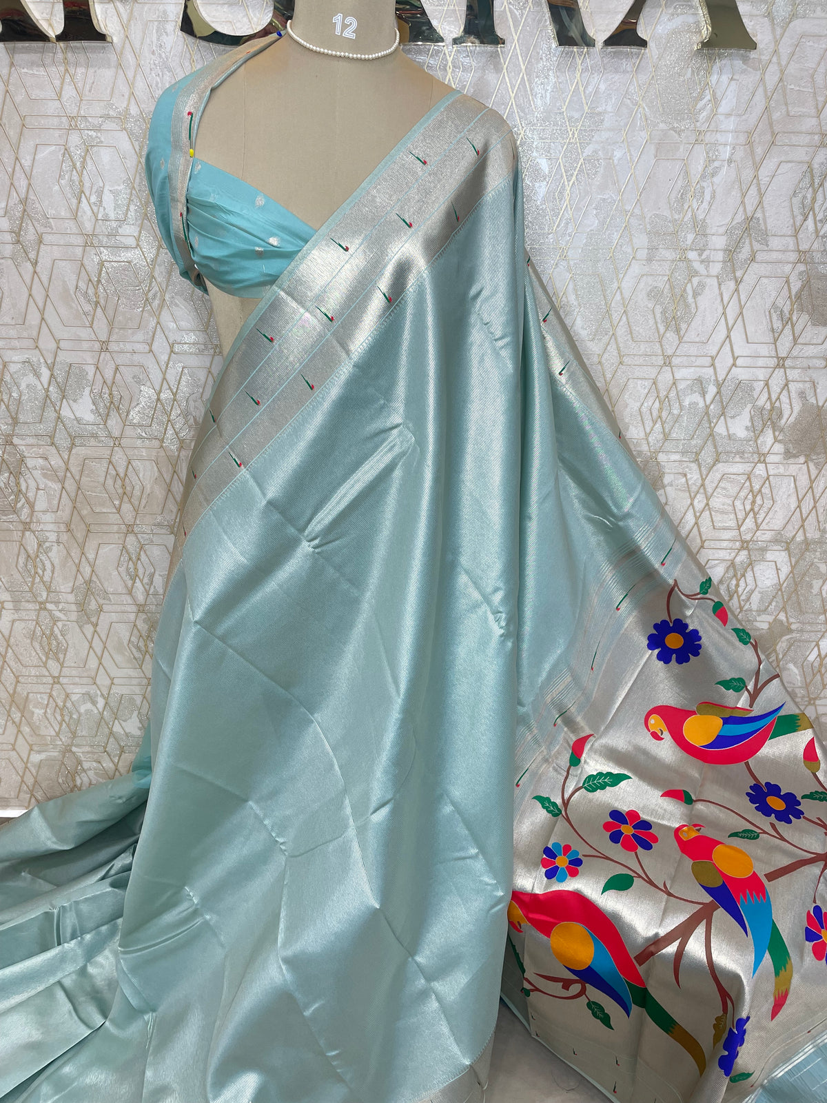 Blue Tissue Paithani Border Saree 76