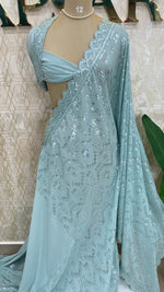 Blue Handwork Designer Partyware Saree 98