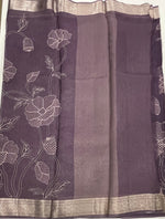 Dark Purple Organza Embroidery Designer Saree 20