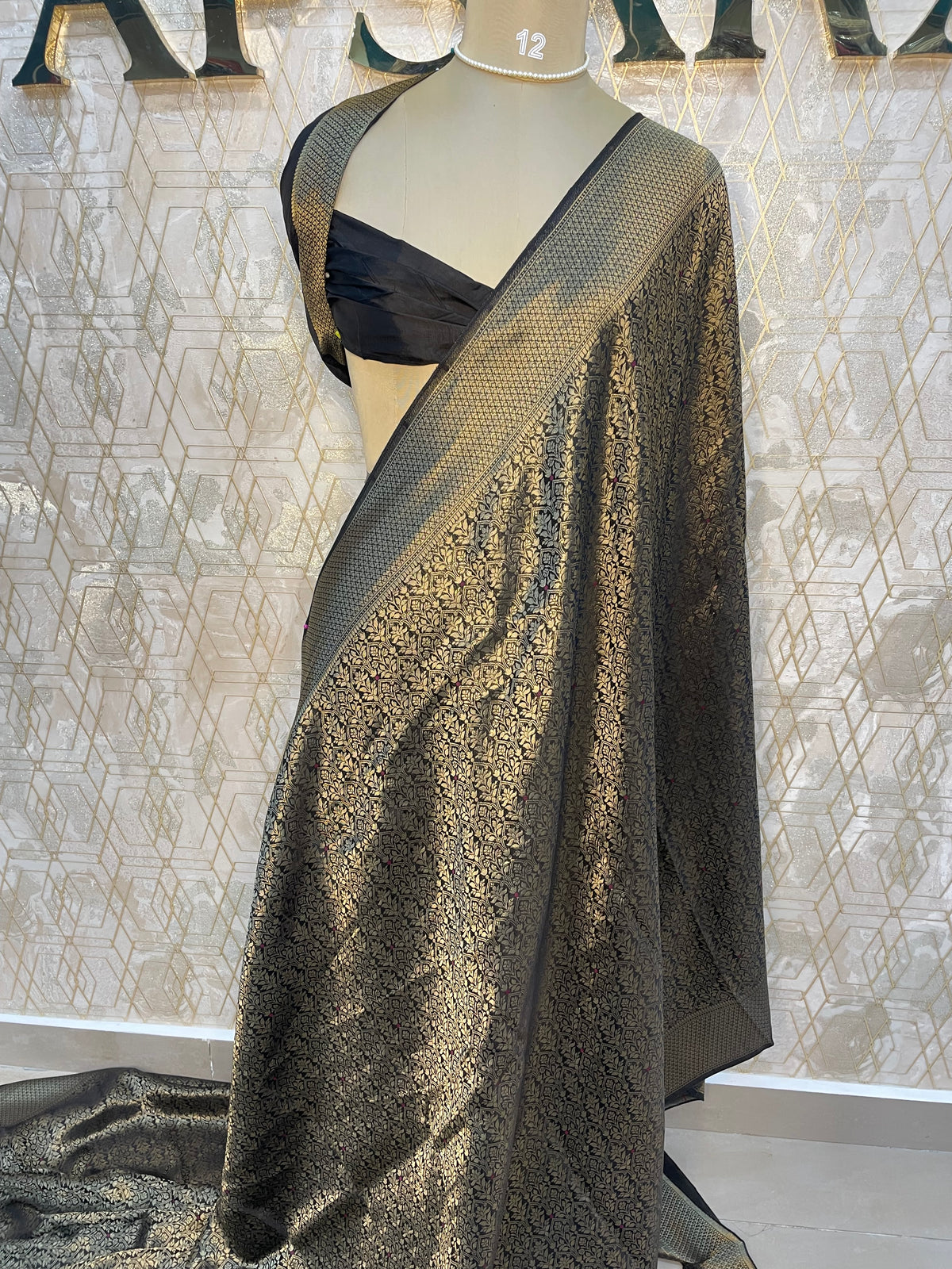 Black Meenakari Khadi Georgette Saree 75