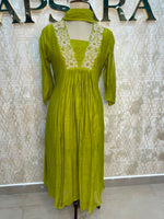 Green Mul Chanderi Alia Cut Kurtha 117