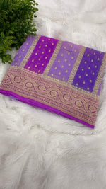 Pink n Purple Dual Shade Pure Khadi Rangkart Georgette Saree 04
