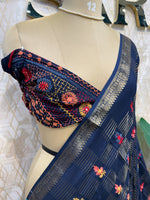 Navy Blue Crepe Handwork Saree 206