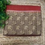 Orange n Brown Checks Cotton Silk Saree 13