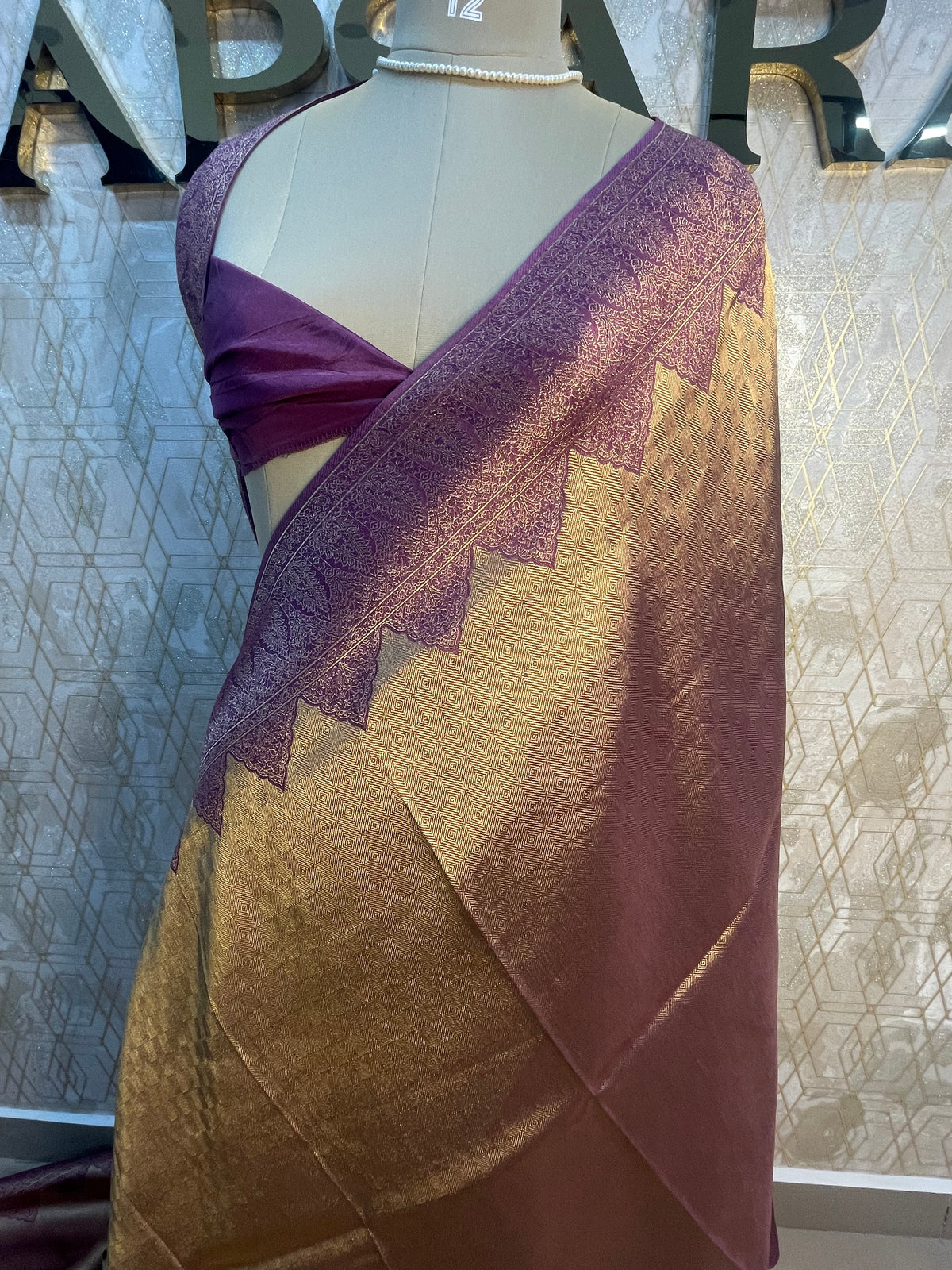 Gold n Purple Soft Tissue Saree 11