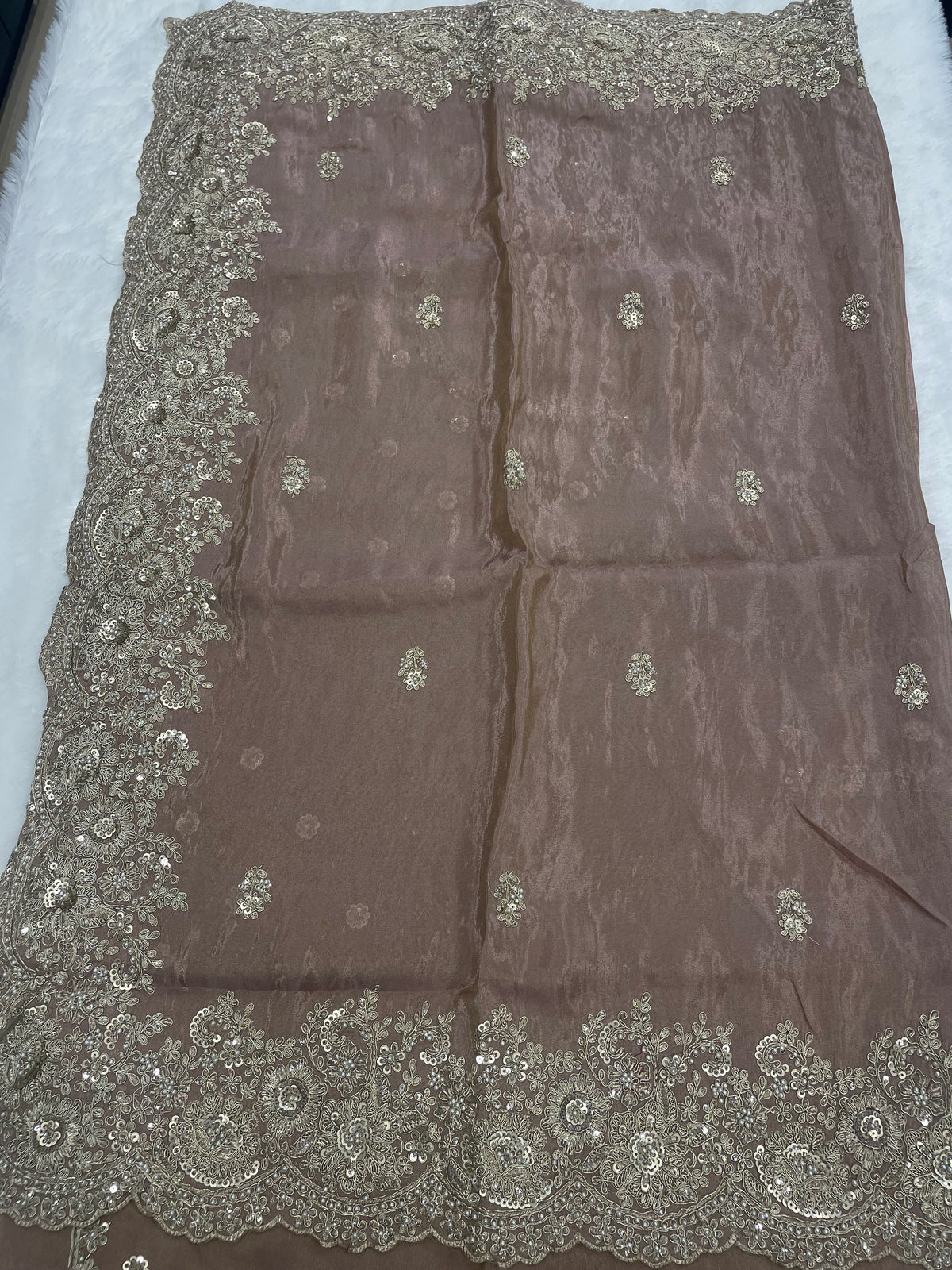 Baby Pink Shimmer Designer Saree