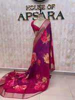 Pink n Purple Dola Crepe Digital Print Saree 25