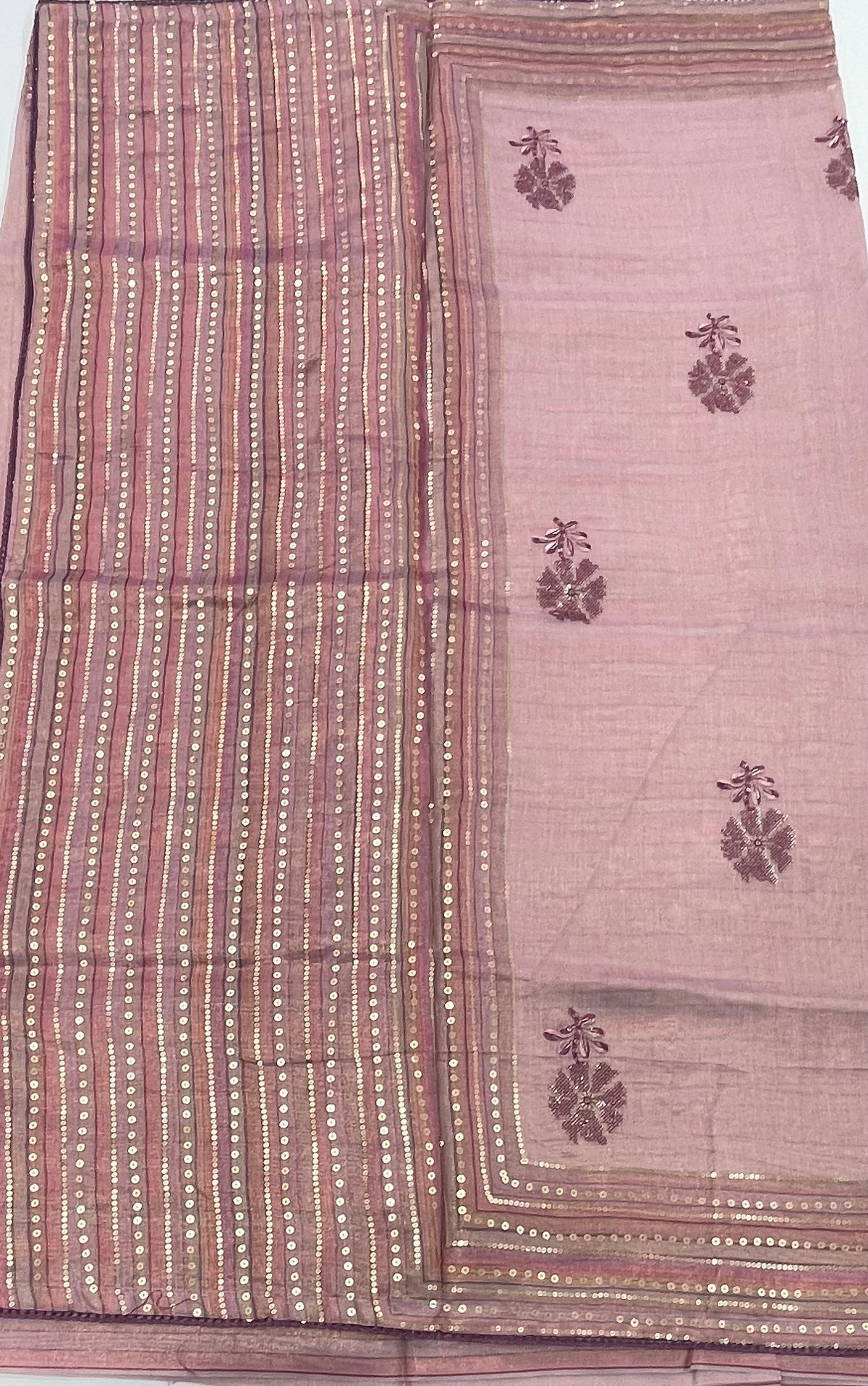 Onion Pink Soft Tissue Sequence Work Saree 17