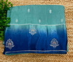 Sea Green n Blue Matka Silk with Satin Border Saree 14
