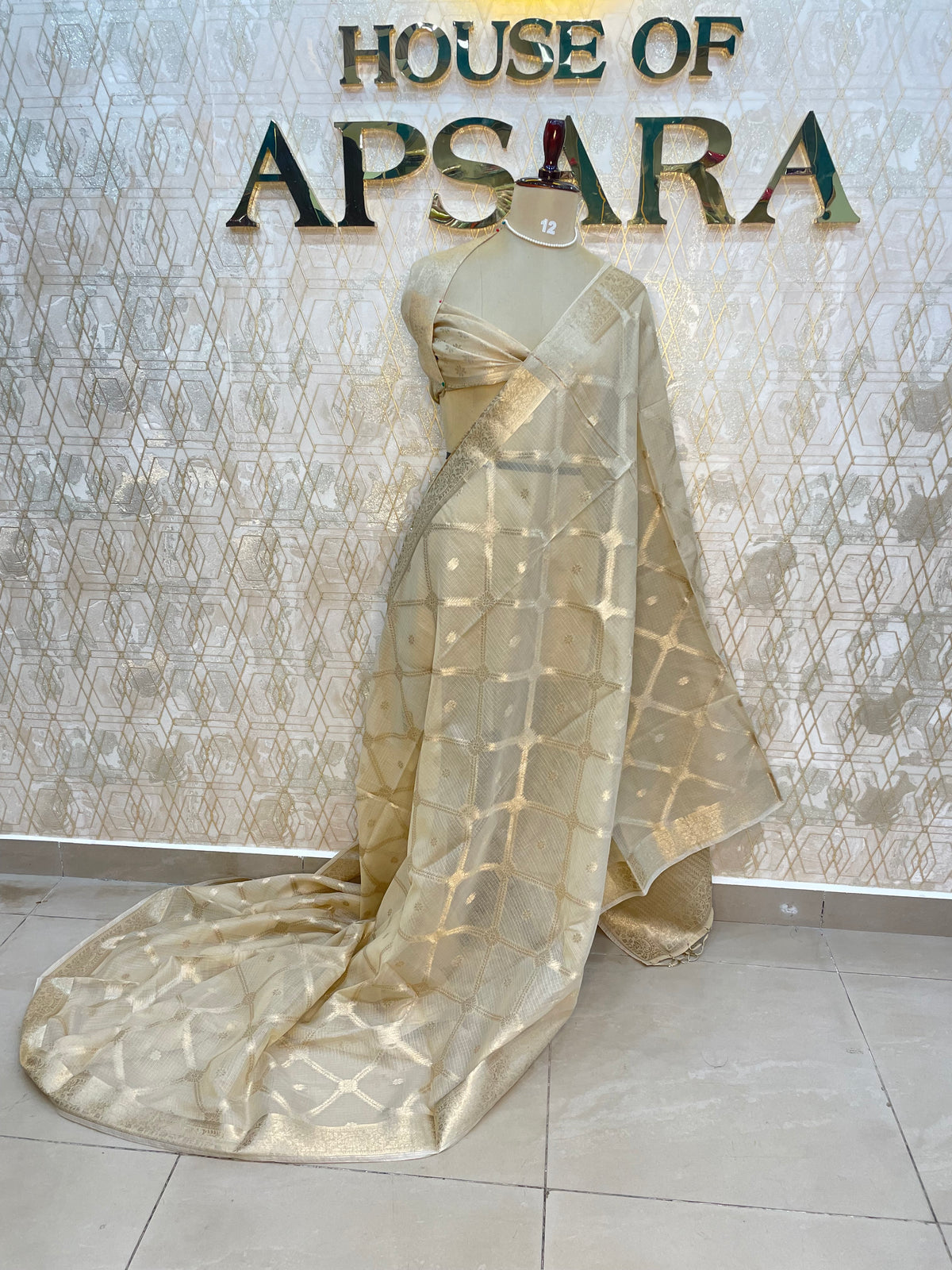 Cream Cotton Kota Checks Saree 66