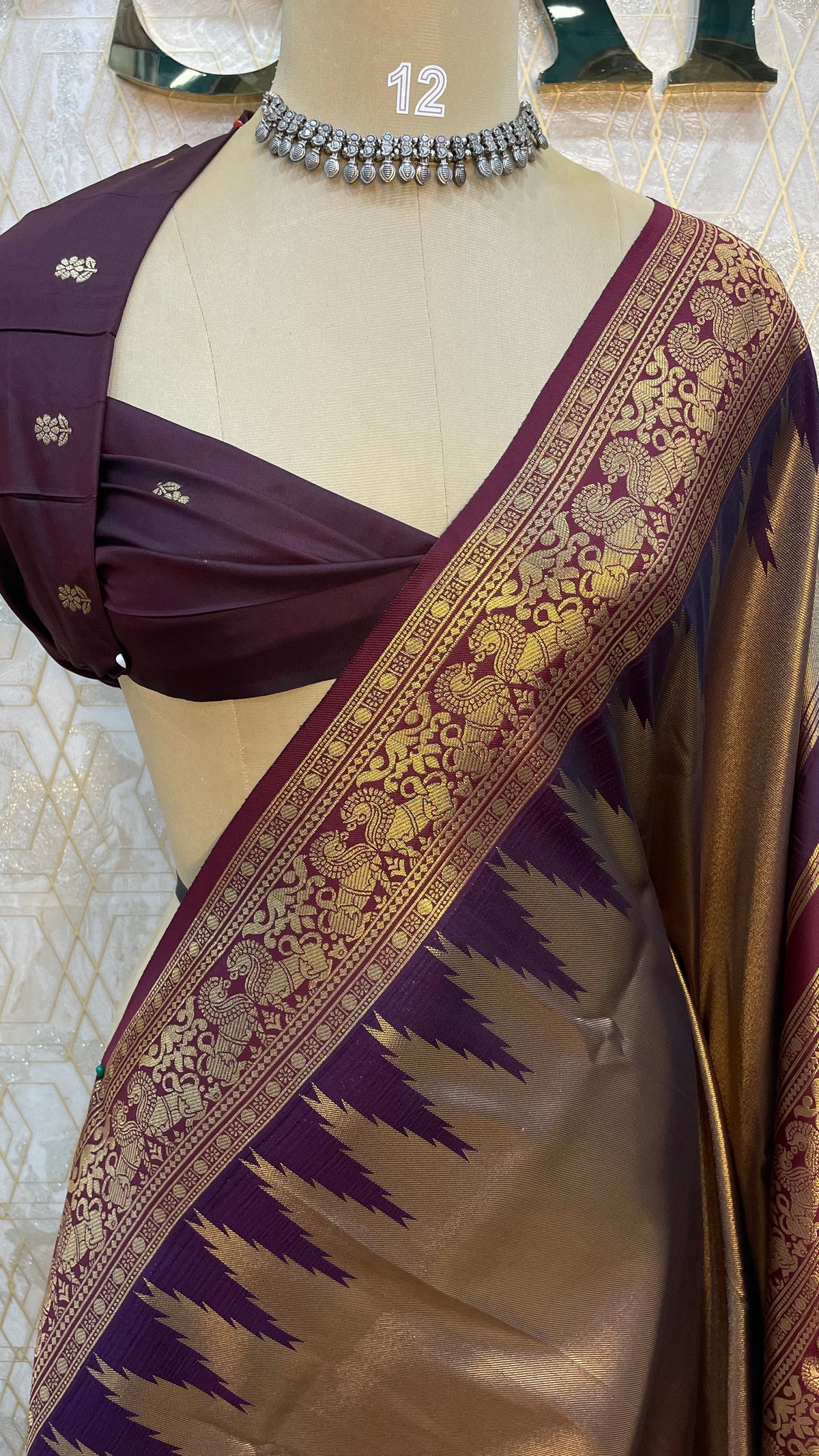 Gold n Pruple Semi Silk Saree 97