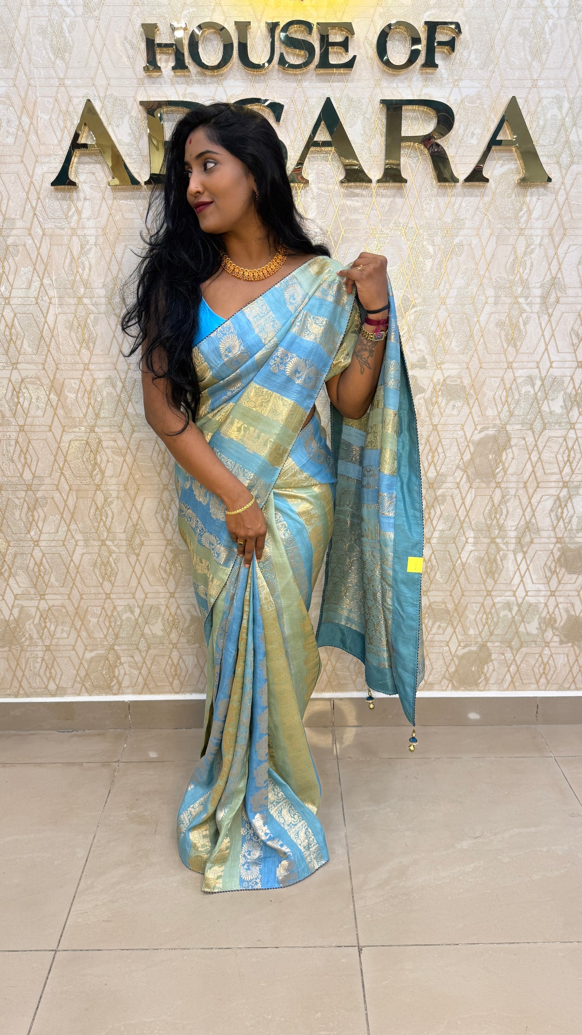 Blue Banarasi Tussar Saree 83