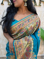 Blue Tussur Crepe Position weaving Saree 85