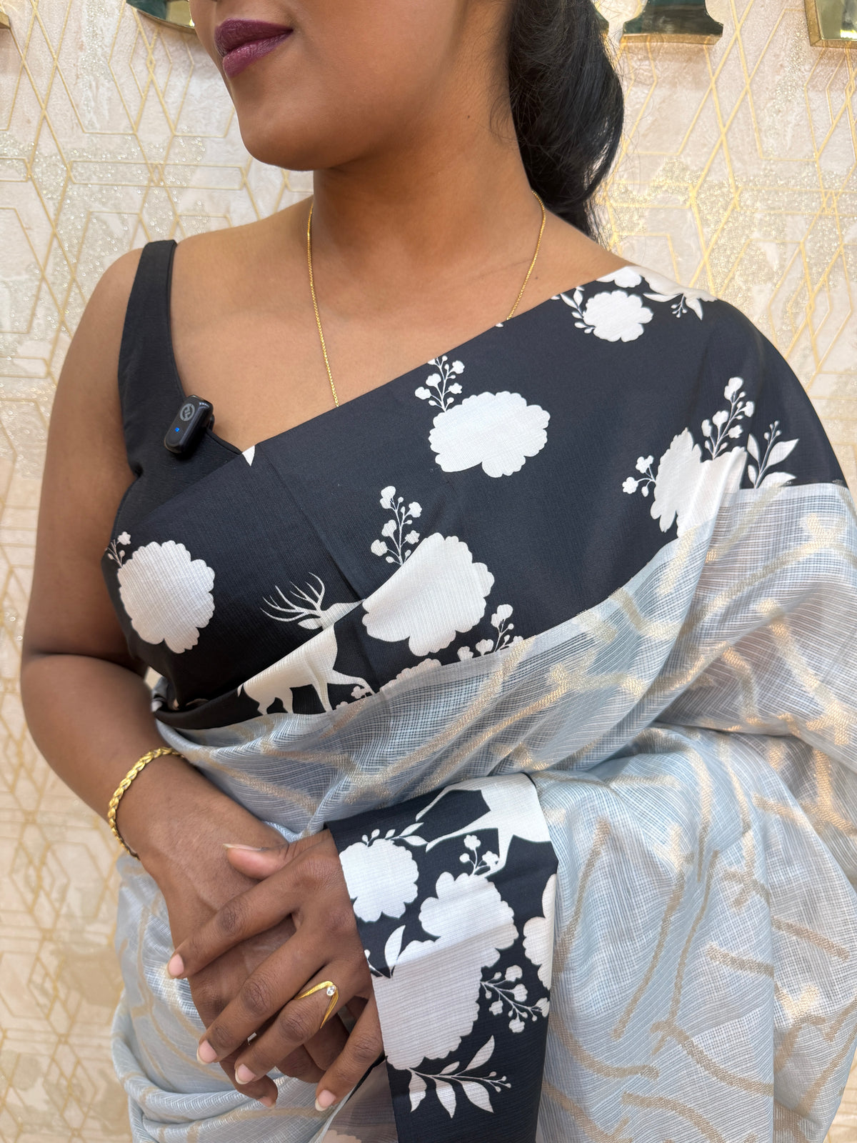 Grey n Black ZariKota Check’s Saree 89