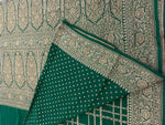 Green Pure Khadi Banarasi Crepe Saree self 06