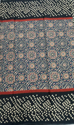 Black n Navy Blue Pure Cotton Handblom Saree