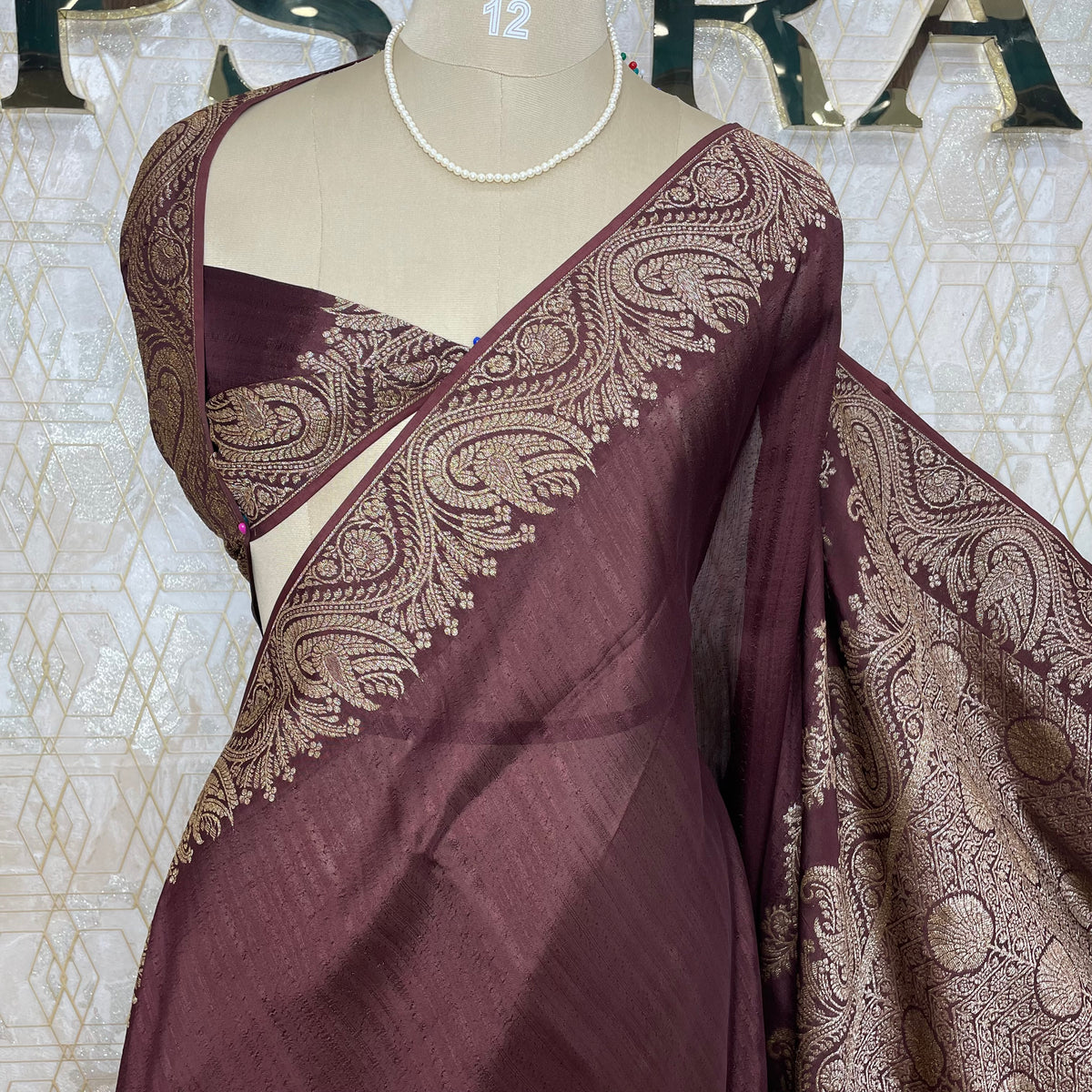 Brown Banarasi Tussar Georgette Saree 308