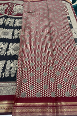 Maroon n Black Pure Mangalgiri Cotton Silk Saree 13