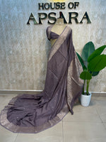 Grey Banarasi Chinnon Crepe Saree 201