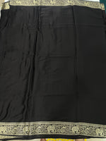 Black Satin Mashru Silk Saree 07