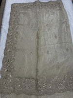 Cream Shimmer Designer Saree
