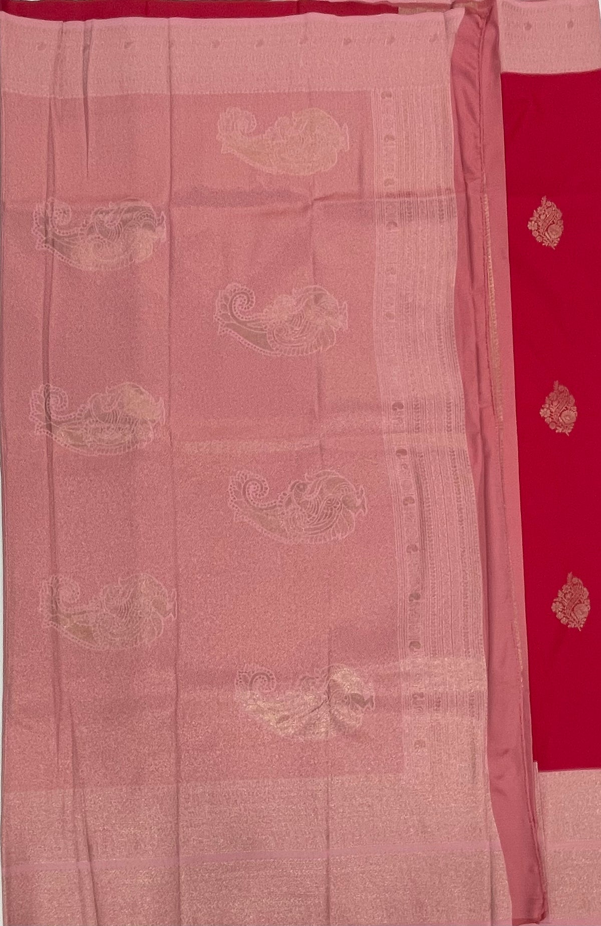 Red n Baby Pink Semi Silk Saree 42