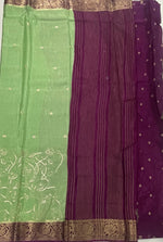 Green n Purple Tussur Crepe Sequence Work Saree 21