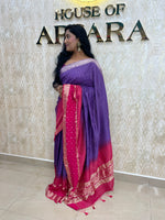 Purple n Pink Checks Cotton Silk Saree 13