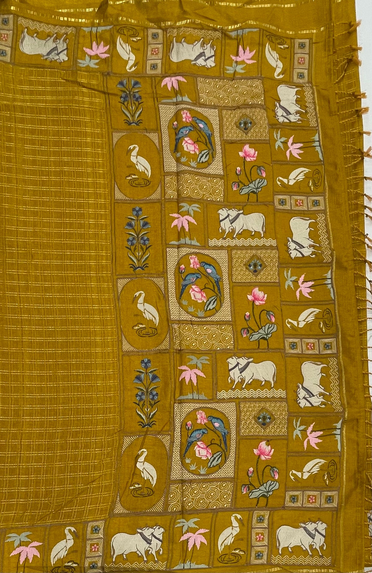Mustard Yellow Soft Tussur Embroidery Saree 21