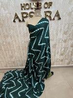 Bottle Green Pure Modal Silk Shibori Print Saree 05