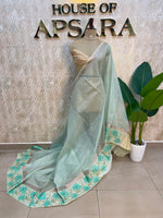 Sea Green Cotton Tussur Petite Point Embroidery Saree 209
