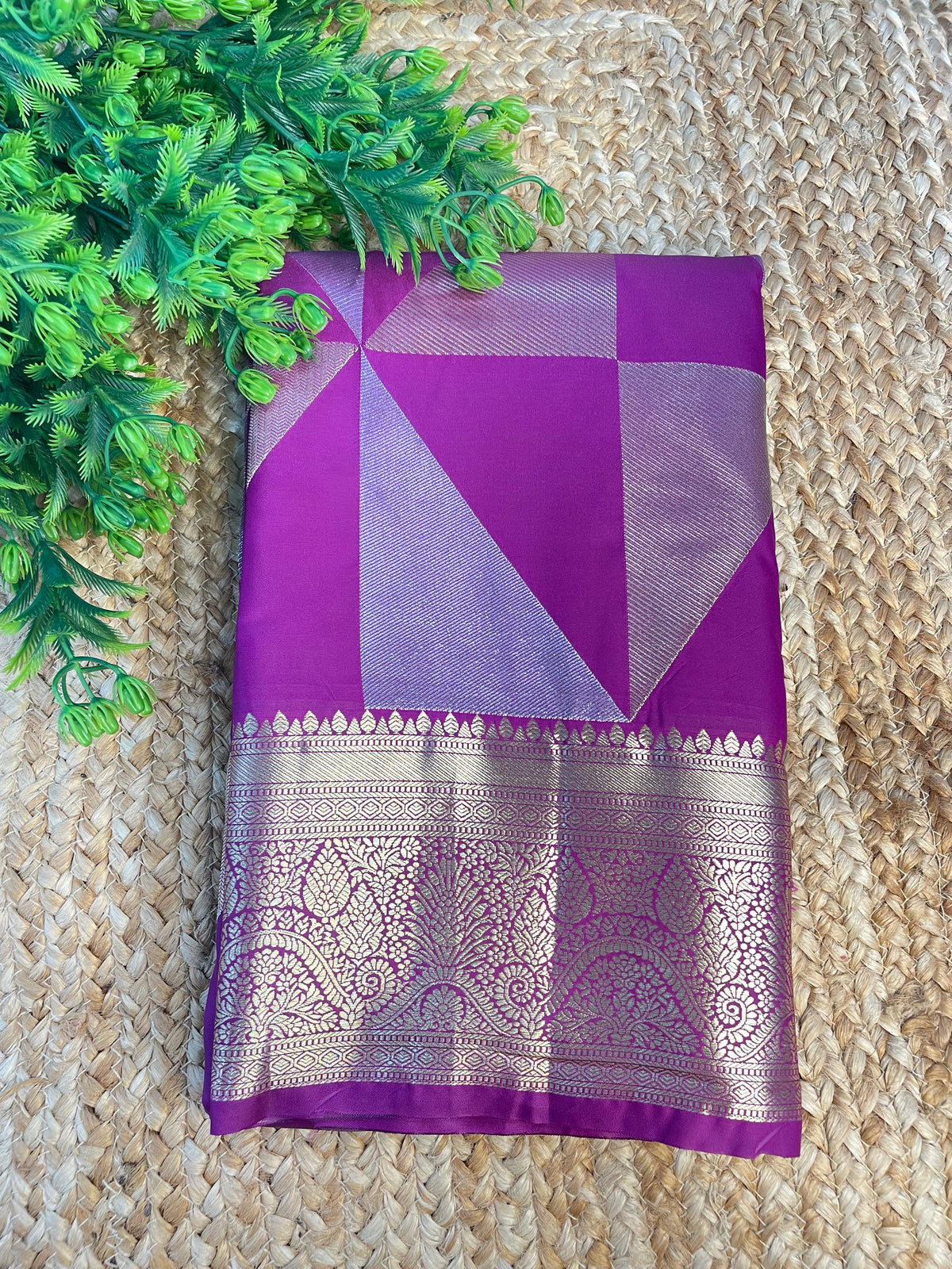 Wine Semi Kanchi Tissue Saree 15
