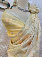 Yellow Tissue Floral Embroidery Saree 29