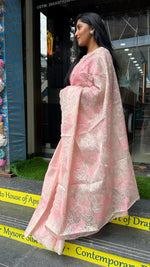 Pink Tissue Floral Embroidery Saree 29